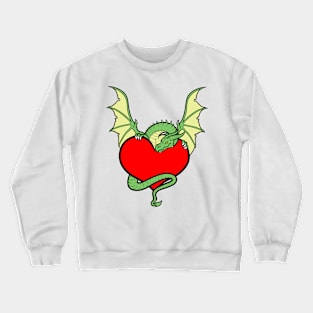 Big Heart Dragon Design, Big Hearted Dragon Design On Purple Background Crewneck Sweatshirt